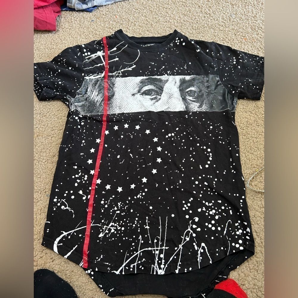 Evolution In Design Paint Splatter Ben Franklin Tshirt
